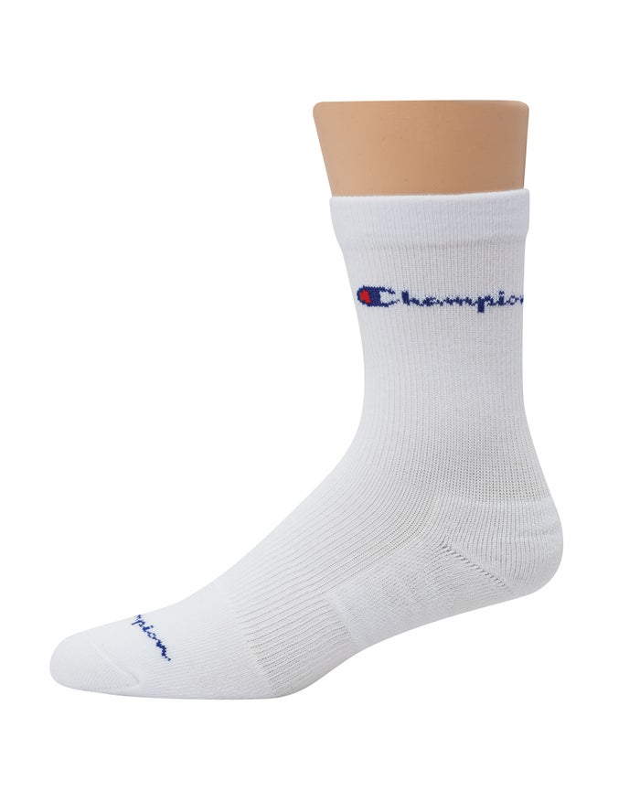 Champion Mens Socks NZ - Compression Mid-Crew 3-Pairs White ( 3904-QKHUB )